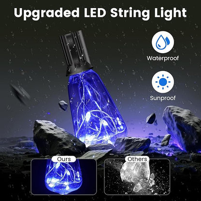 Auroraworld 35FT Outdoor String Lights: Dimmable, RGB Color-Changing Patio Lights with Remote, 15 Shatterproof Bulbs Perfect for Weddings, Backyards