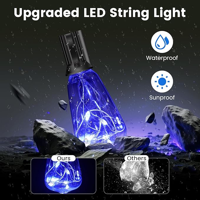 60FT Dimmable RGB Color-Changing Outdoor String Lights, 30 Shatterproof Bulbs Patio Lights with Remote Control, Perfect for Yard, Gazebo, Party, Wedding Decoration