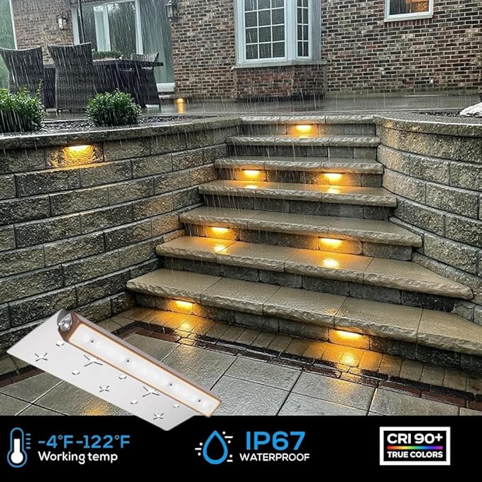 7 Inch Retaining Wall Lights Hardscape Lighting IP67 Waterproof, LED Outdoor Step Lights Low Voltage 12V, 2700K Warm White, Landscape Lights for Outdoor Stone Walls Patio Deck Stair Fence