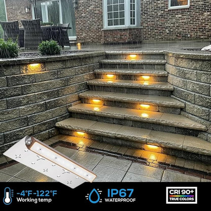 7 Inch Retaining Wall Lights Hardscape Lighting IP67 Waterproof, LED Outdoor Step Lights Low Voltage 12V, 2700K Warm White, Landscape Lights for Outdoor Stone Walls Patio Deck Stair Fence