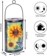 Hanging Solar Lantern Outdoor Waterproof LED Solar Lights Sunflower Decorative Solar Lanterns Tabletop Lamp for | Lumora