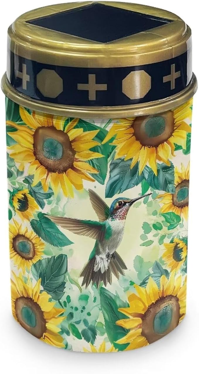 Sunflower Cemetery Solar Lights Hummingbird Solar Pathway Lights Solar Lights Outdoor Garden Waterproof Cemetery Grave Decorations for Outside Yard Walkway Decor