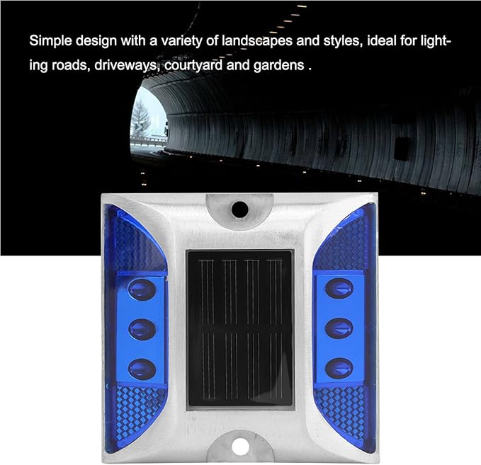 Driveway Solar Pathway Lights, LED Ground Lights Cast Aluminium with 800mAh Battery for Road Garden Yard (Blue)