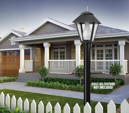 Solus SCA-335-4PK 15" Aluminum Cross Arm Ladder for Outdoor Lamp Posts and Poles, Easy to Mount, Maintenance Free and Weather Resistant, Black Bar with Gold Caps, Pack of 4