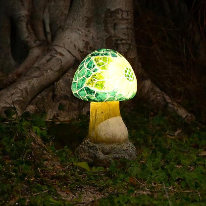 Mushroom Solar Lights Outdoor: Fairy Garden Decor Statue Mosaic Art Yard Figurines Led Lawn Ornaments Outside Decorations Birthday Gifts for Mother Mom Grandma Women