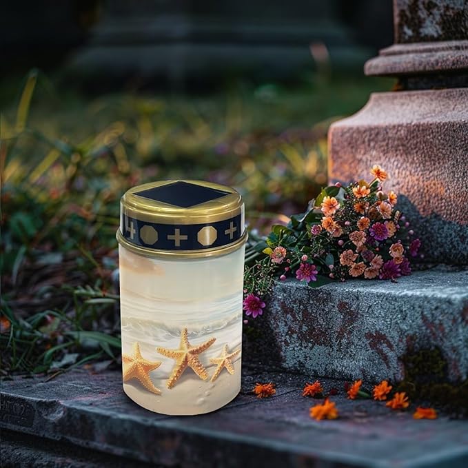 ZOUTAIRONG Solar Light for Cemetery Grave Starfish Pattern Durable Garden Lights Solar Powered Pathway Lights | Lumora