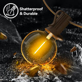 100ft 2-Pack Outdoor String Lights,Dimmable G40 LED String Lights with 52 Shatterproof Clear Bulbs UL Approval | Lumora