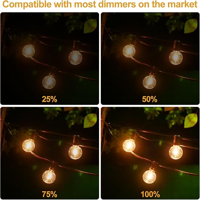 100FT LED Outdoor String Lights Patio Lights with 37 Shatterproof G40 Vintage Edison Bulbs, Outside Hanging Lights | Lumora