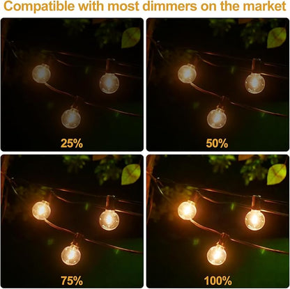 100FT LED Outdoor String Lights Patio Lights with 37 Shatterproof G40 Vintage Edison Bulbs, Outside Hanging Lights Waterproof for Porch, Deck, Garden, Backyard, Balcony