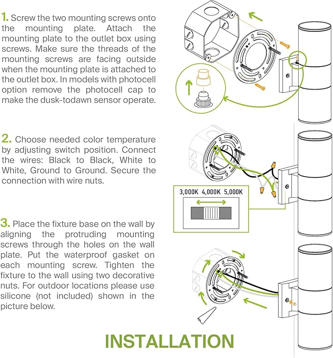 ASD 1 Light LED Indoor & Outdoor Wall Light Fixture | 9W 1000LM 3000K-5000K 120V Cylinder Up Down Lights | Dimmable | Lumora