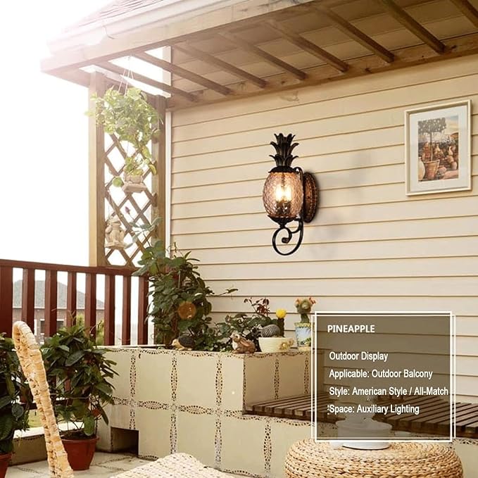European Style Pine Wall Lamp,E14*3 Retro Crystal s Sconce, Outdoor Waterproof Mount,Exterior Light Fixtures for Porch,Garage,Front Doo Villa Garden Balcony