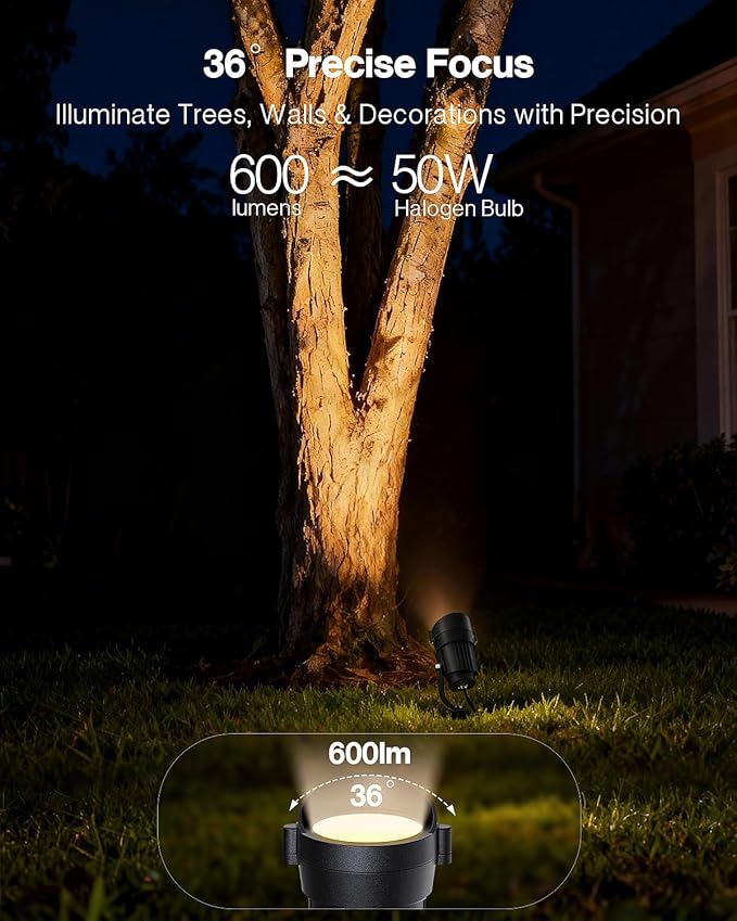 HIBOITEC 12W Spot Lights Outdoor 110V to 120V Landscape Lighting Waterproof Spotlight with 4.9ft 3-Plug LED Plug in | Lumora