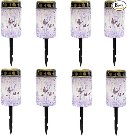 Butterfly Floral Solar Pathway Lights Outdoor LED Lantern Flameless Solar-Powered Fairy Lights for Outside,Waterproof Garden Lights for Yard Patio Driveway Path