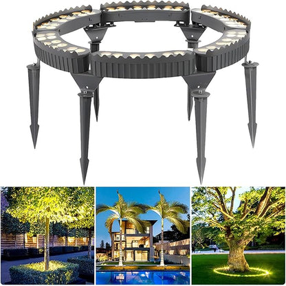 Outdoor Led Garden Lights, Courtyards Ring Tree Light, Aluminum Landscape Spotlights for Trees, Easy to Use(Yellow Light,Pack of 6)