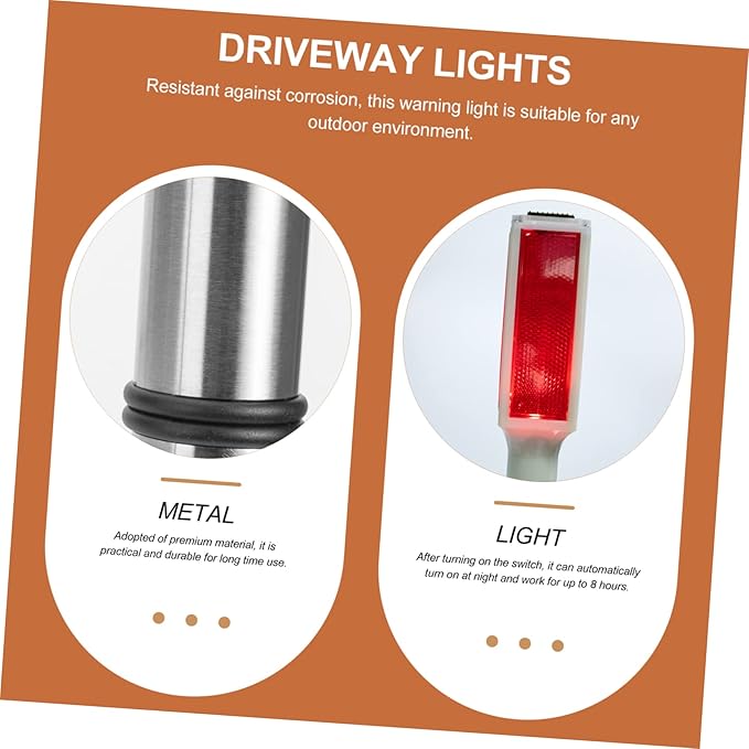 Solar Light Outdoor Solar Lights Outdoor Lamp Outdoor Walkway Lights Sidewalk Reflective Marker Garden Reflectors for Driveway Metal Red LED