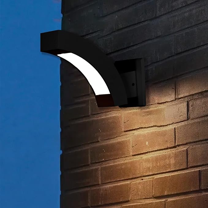 Wall Light Outdoor LED Wall Mount Lamp Modern Wall Sconce Lighting Meniscus Lantern Fixture Black Aluminum Lights for Porch Front Door Garden Yard Patio IP54 Waterproof 7.5W 600Lm 3000K