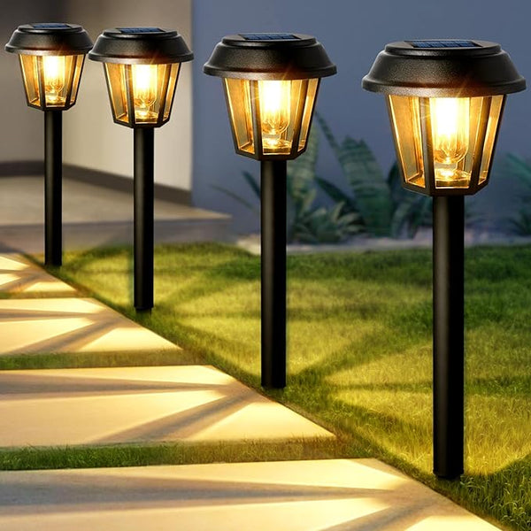 Solar Pathway Lights Outdoor 12 Pack Solar Lights Outdoor Waterproof 3000K Warm White Tungsten Filament Bulb for | Lumora