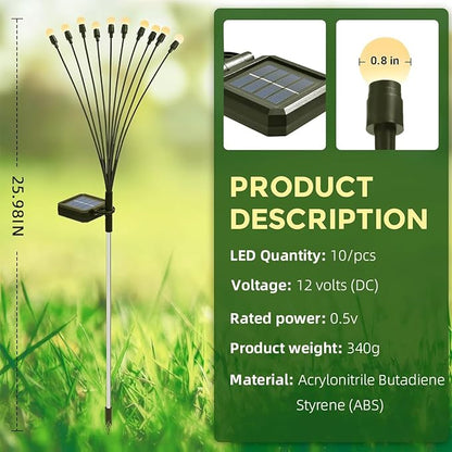 Solar Lights Outdoor Waterproof 2 Packs,Garden Patio Decorative,Firefly Lights for Patio Lawn,Landscape Lighting Large Bulbs,Starlight Windswept,Great Gift for Women for Gardening,20LEDs