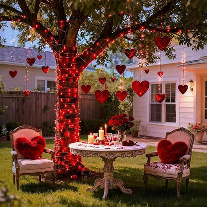 JMEXSUSS 600 LED Red Christmas Lights Outdoor, Red String Twinkle Fairy Lights Indoor Plug in, Valentines Day Lights Clear Wire for Tree Party Christmas Graduation Party Decorations