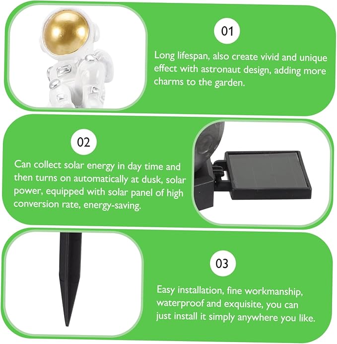 Milisten Outdoor Solar Pathway Light Astronaut Design Decorative Lamp for Garden Easy Installation Long Lifespan for Landscape Patio Lighting