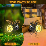 Solar Hanging Bees Lights 2 Packs - Cute Solar Insect Lights Outdoor Waterproof, Metal LED Bugs Lamp Garden | Lumora
