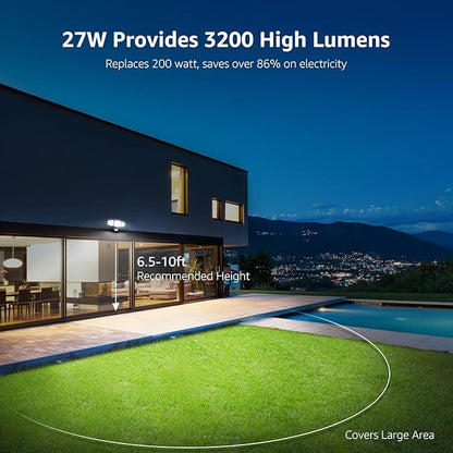 Lepro Bundle - Black LED Security Light 3 Adjustable Heads & 50 ft Outdoor String Lights 25 LED G40 Edison Bulbs String Lights