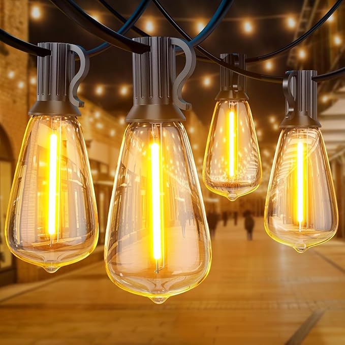 GPATIO Outdoor String Lights, 50FT Shatterproof Patio Lights, IP65 Waterproof Dimmable Outside Hanging Light, Connectable LED Outdoor Lights for Backyard, Porch, Deck, Balcony, Garden, Home Decor
