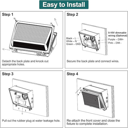 kadision 150W LED Wall Pack 120W 100W Adjustable, 19500lm 5000K 120-277V Dusk-to-Dawn Outdoor Lighting Exterior Light for House Parking Lot Warehouse Entrance, ETL Listed 1-Pack