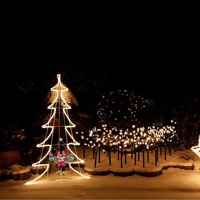Solar Charging Red Bird LED Path Light Waterproof Outdoor Xmas Tree Lawn Garden Decorative Landscape Lamp for Patio Yard Christmas Solar Lighting