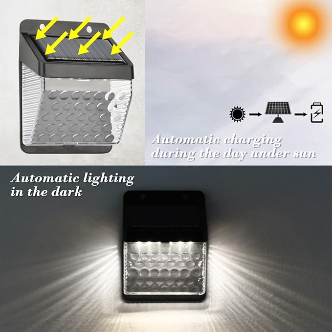 2 Pack Solar Outdoor Lights Waterproof Garden Landscape Lights UP and Down Illuminate Sunlight Lamp for Fence, Yard, Wall Decor solar Spot Lights Outdoor Solar Security Lights Cool Stuff (White)