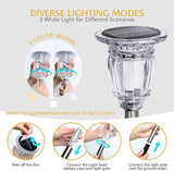 Solar Pathway Lights Outdoor 2 Pack, 3 Lighting Modes Glass and Stainless Steel White Solar Garden lights, 17.3" | Lumora