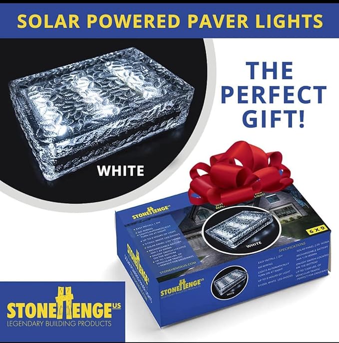 6x9 Cool White Solar Powered Paver Light, Driveways, Walkways, Patios, DIY Easy Install, No Wiring, Up to 7,000 lbs of vehicular Traffic