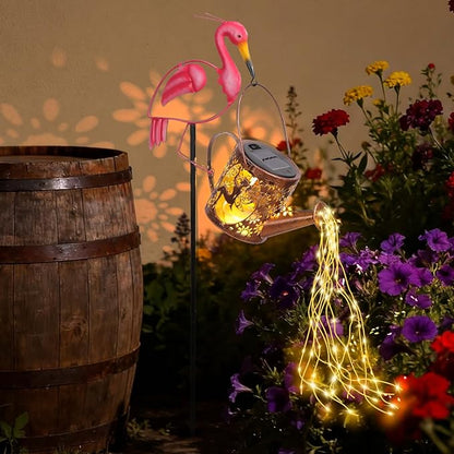 LOVERUIS Solar Watering Can Light with Fairy Pink Flamingo Gifts for Mon Solar Lantern Lights Decoration Outdoor Yard Art Patio Porch Lawn Valentine Decor Gift Women Wife