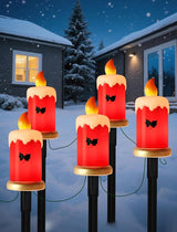 Set of 5 Christmas Candle Pathway Lights, Classic Red Outdoor Christmas Decorations for Yard, Weatherproof C7 LED | Lumora