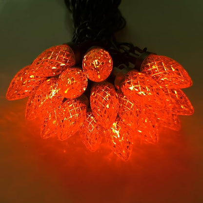 C9 Christmas Lights Outdoor, 25Ft C9 Christmas Lights 25 LED Orange Bulb Shatterproof Strawberry String Light, Plug in Halloween String Light for Indoor Outdoor Home Porch Fall Thanksgiving Xmas Decor