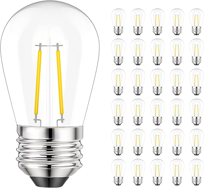 Svater 144 FT Outdoor String Lights 2W, Patio Light for Outside with 32 Antique S14 Plastic LED Bulbs with 30 Pack | Lumora