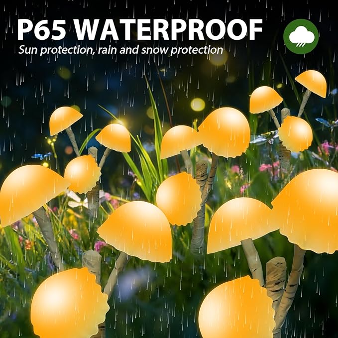 6PACKS Brightness Cute Mushrooms for Garden Decor - 18LED Solar Mushroom Path Lights Outdoor Waterproof,Longevity 8 Lighting Modes,Housewarming Gifts for Home/Yard/Fence/Birthday Party Decor