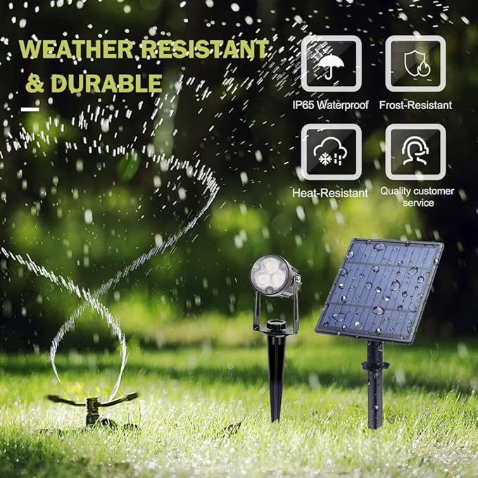 APONUO Metal Outdoor Solar Landscape Lights, Waterproof Spotlight 6-in-1 for Yard Landscape Lighting, Auto On/Off | Lumora