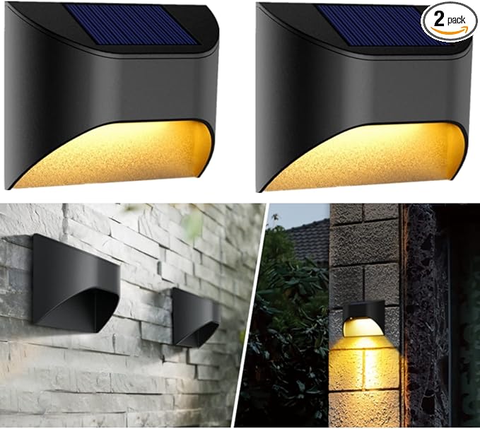 Solar Fence Lights -Deck & Step & Stair Lights - Warm White/Daylight/Cool White Options for Yard Garden Deck Stair Step Fences,Waterproof（2-Pack）
