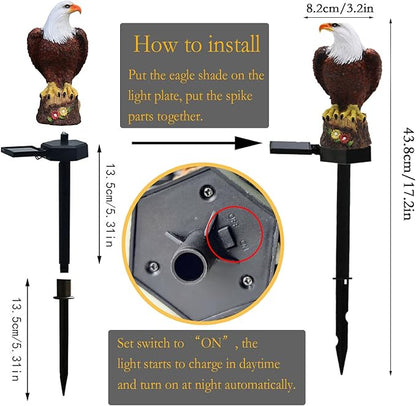 SmilingTown Solar Garden Lights Resin Warm White LED Figure Waterproof Decorations with Stake for Outdoor Yard Pathway Outside Patio Lawn Decor 2 Pack (Eagle)