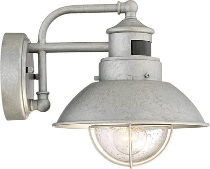 John Timberland Oberlin Rustic Industrial Farmhouse Outdoor Barn Light Fixture Galvanized Dusk to Dawn Motion Sensor 9" Clear Seedy Glass for Exterior Deck House Porch Yard Patio Outside Garage