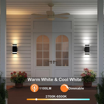 Mi.Light RF Remote Control RGB Colour Changing Lighting LED Double Up and Down Outdoor Wall Light,White Temperature 2700k- 6500k RGB+CCT Exterior Wall Lighting (3 Pack)