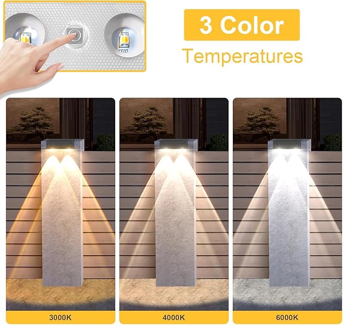 Solar Fence Lights Outdoor, 8 Pack Fence Lights Solar Powered Waterproof Step Light Warm/Neutual/Cool White with 2 | Lumora