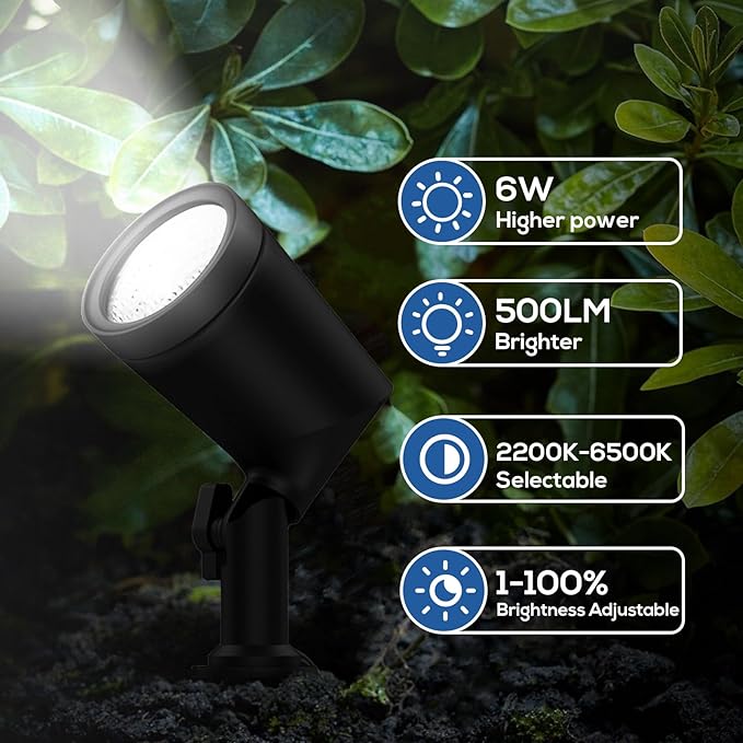 ZYAN Die-Cast Aluminum Landscape Spotlights, 6W 600LM 2700K Warm White, Low Voltage IP65 Waterproof Outdoor | Lumora