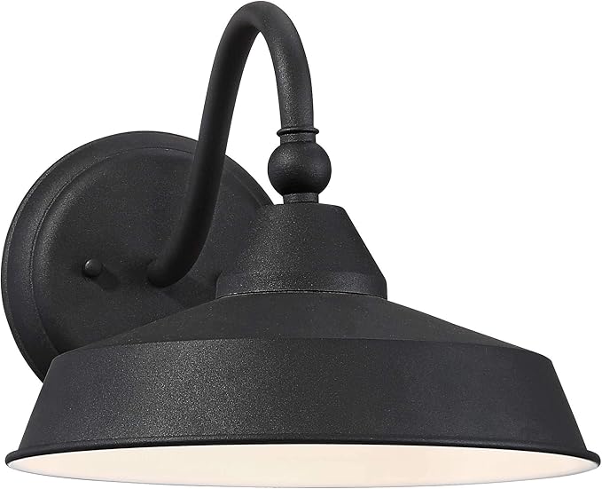 John Timberland Willard Rustic Industrial Farmhouse Outdoor Barn Light Fixture Textured Black LED Gooseneck 8 3/4" | Lumora