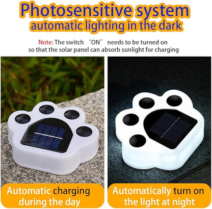 4 Pack Cute Solar Paw Print Light, Waterproof Outdoor Gardent Lights, Led Animal Yard Lights for Garden, Patio, Flowerbed, Lawn Decor(Warm Yellow)