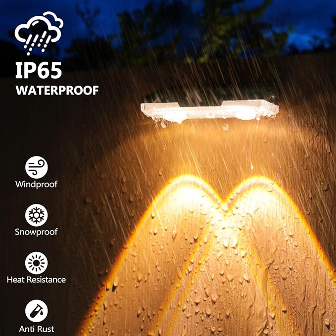 Solar Fence Lights Outdoor Waterproof Led, Fixed Colors/Color Changing/3000K, 50 Lumens Fence Lights Solar Powered for Wall/Patio/Outside/Post/Yard/Stair, Auto ON/Off Deck Lighting (8 Pack)