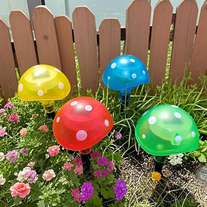 Bright Zeal 8-Pack Mushroom Solar Lights Outdoor Waterproof (8.5" Tall, 4" Wide) - Mushroom Solar Lights Outdoor Garden Red Green Yellow Blue - LED Garden Lamps for Outside Fairy Stake Lamps
