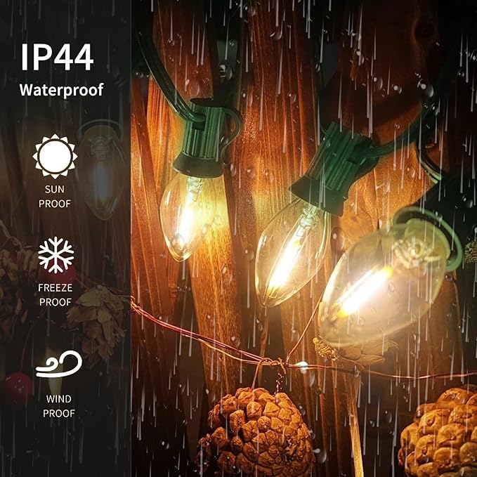 10FT C7 Christmas Lights, Warm White LED Indoor Outdoor String Lights for Halloween, Xmas Tree, Window, Door, Party | Lumora