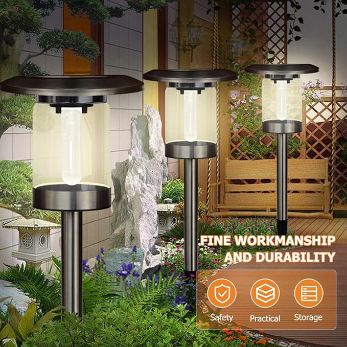 BESPORTBLE Solar Path Lights Outdoor Stainless Steel Solar Yard Lights with Tungsten Filament for Garden Decor and Driveway Lighting